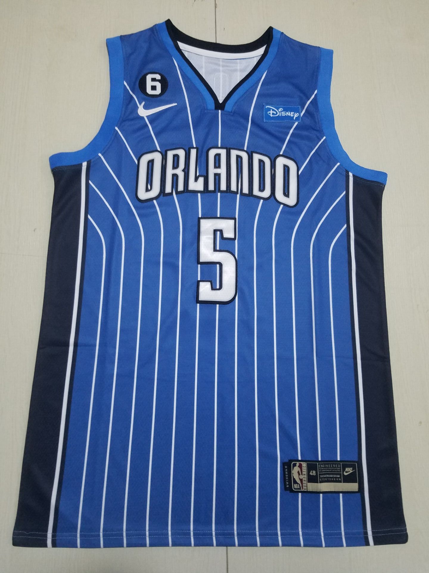 Men Orlando Magic 5 Banchero Blue Stripe 2022 Nike NBA Jersey